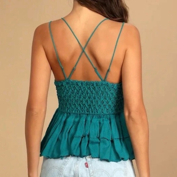Free People - Adella Cami in Teal - Size X-Small - Picture 3 of 5